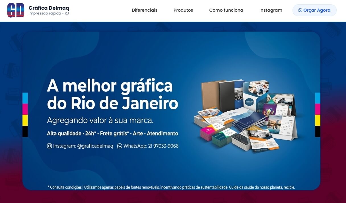 Projeto da Gráfica Delmaq desenvolvido pela Yasaf Digital