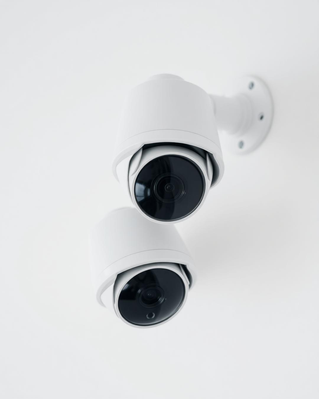 Técnico instalando câmeras de segurança CFTV