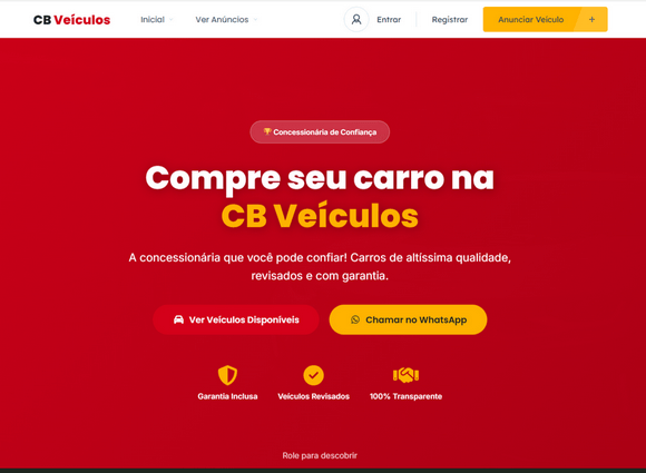 Projeto CB Veículos desenvolvido pela Yasaf Digital